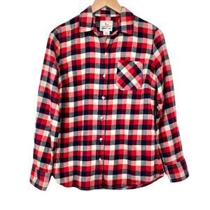 Field & Stream red plaid check flannel long sleeve button down shirt women's M